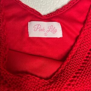 Pink Lily Women's Bright Red V-Neck Knit Sweater